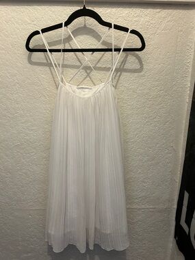 BCBGeneration White Pleated Slip Dress with Crisscross Straps